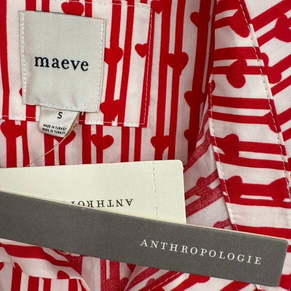 NWT Maeve Anthropologie The Bettina Tiered Mini Shirt Dress Women's Size S Red - Picture 9 of 12